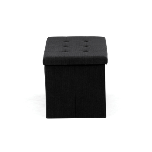 Taburet s úložným prostorem, černá, manšestrová látka, TAB-472 BK6