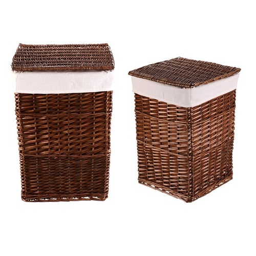 Koš prádelní - proutěný, s víkem, přírodní, cena za sadu 2 ks