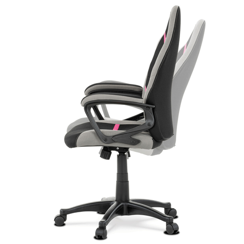 Herní židle, houpací mechanismus, černá látka, KA-L611 PINK
