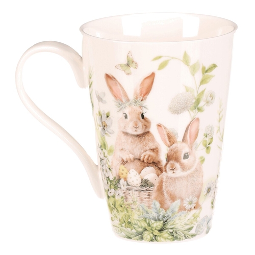 Hrnek malovaný - porcelán, dárková dóza, motiv se zajíčky