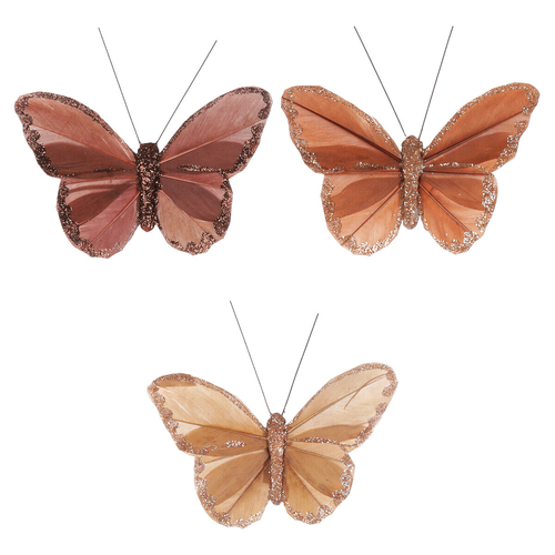 Motýl s klipem, 6 ks v krabičce, mix barev, cena za 1 krabičku