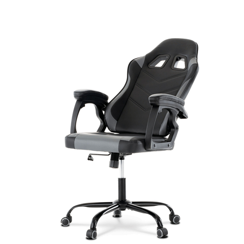 Herní křeslo, houpací mechanismus, šedá ekokůže, KA-L626 GREY