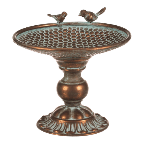 Stojan kovový - 24 cm, aranžovací, s ptáčky, měděný