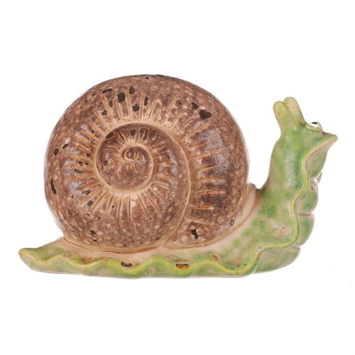 Šnek - keramická figurka, vel. S, zeleno-hnědý