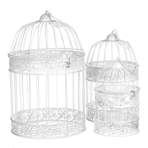 Klec kovová - závěsná, barva bílá, cena za sadu 3 ks