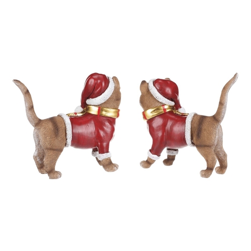 Kočka - vánoční figurka, polyresin, vel. M, červeno-hnědá, mix 2, cena za 1 ks