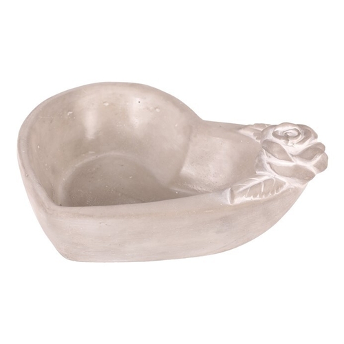 Obal na květiny - srdce s růží, beton, šedý