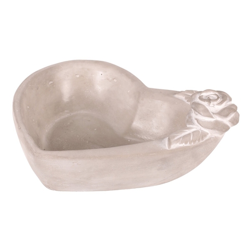 Obal na květiny - srdce s růží, beton, šedý