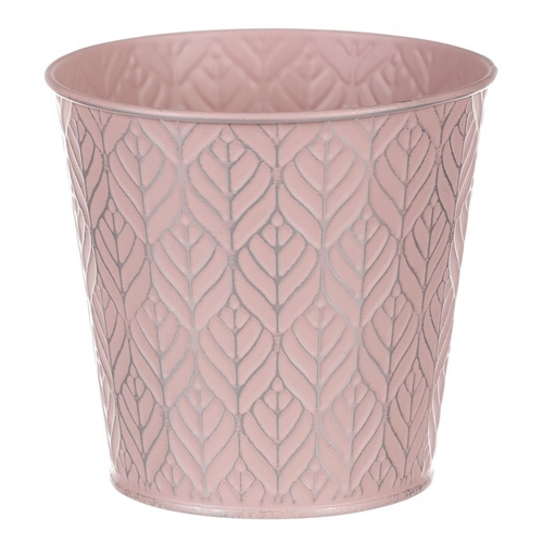 Obal kovový - kulatý, stříbrný vzor, barva růžová