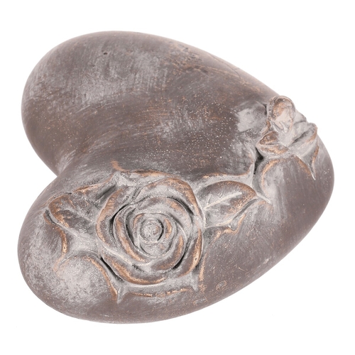 Srdce s růží - betonové, pietní, antracitově šedé