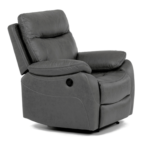 Polohovací křeslo, elektrické zabudované ovládání, šedá, látka vintage, TV-4094 GREY3