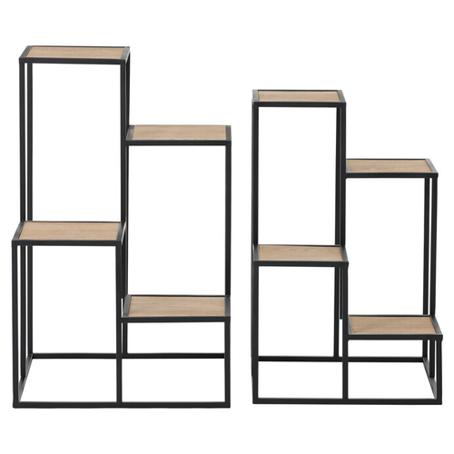 Stojan 4 patrový - kov a MDF deska (dýha jasan), cena za sadu 2 ks