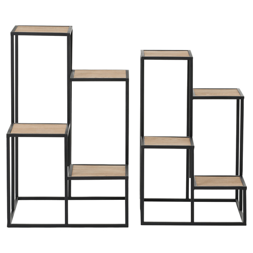 Stojan 4 patrový - kov a MDF deska (dýha jasan), cena za sadu 2 ks
