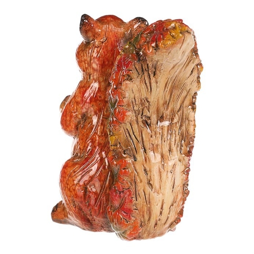 Veverka s oříškem - keramika, s barvenými lístky, oranžovo-hnědá