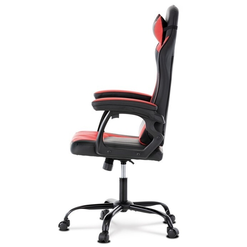 Herní křeslo, houpací mechanismus, červená ekokůže, KA-L626 RED