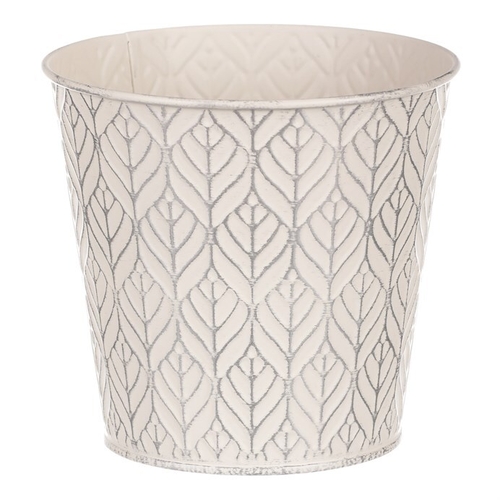 Obal kovový - kulatý, stříbrný vzor, barva krémová