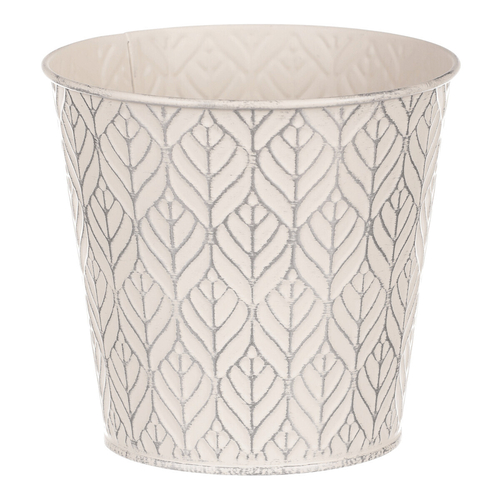 Obal kovový - kulatý, stříbrný vzor, barva krémová