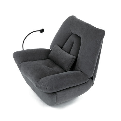 Polohovací křeslo, elektrické zabudované ovládání, šedá, látka, TV-7089 GREY2