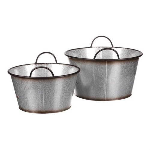 Kovový obal na květiny, sada 2ks, design s ptáčky.