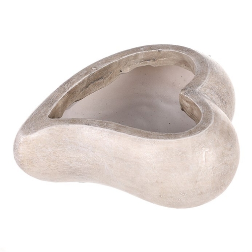 Obal květinový pietní - tvar srdce, polyresin, šedý