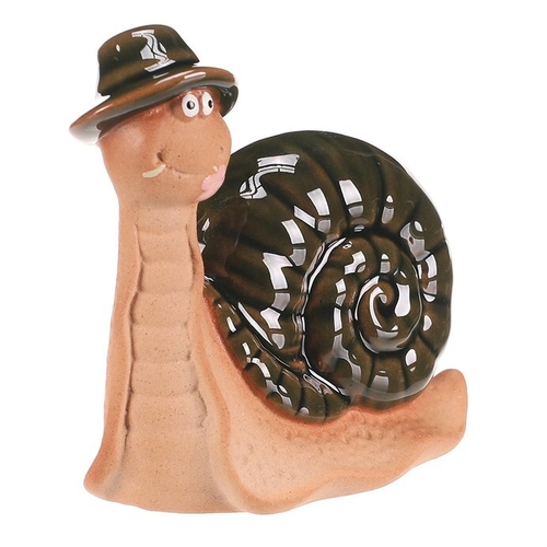 Šnek - keramická figurka, vel. S, zelená ulita