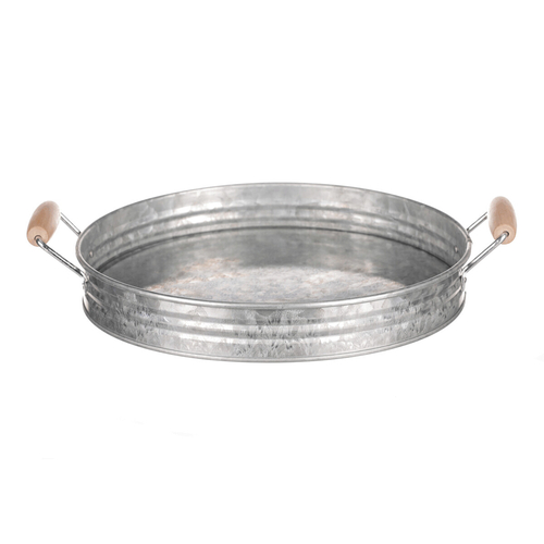 Tác kovový - tvar pánve, zinkový, barva stříbrná