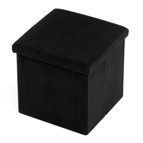 Taburet s úložným prostorem, černá, manšestrová látka, TAB-471 BK6