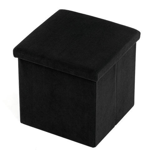 Taburet s úložným prostorem, černá, manšestrová látka, TAB-471 BK6