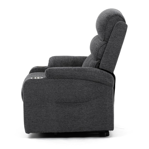 Polohovací křeslo, elektrické kabelové ovládání, šedá, látka, TV-S8348 GREY2