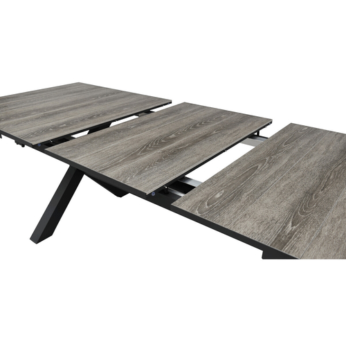 Zahradní stůl rozkládací 200-260x100cm, hliník, slinutá keramika, šedá, AZT-G1920 GREY