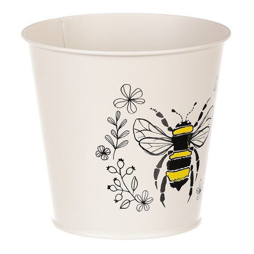 Obal kovový - motiv včelky, barva krémová