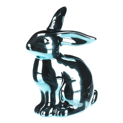Zajíc - figurka z porcelánu, vysoký lesk, vel. M, barva modrá