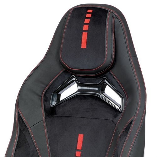 Herní křeslo, houpací mechanismus, černá látka, KA-F07 RED