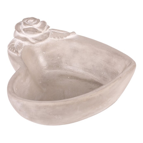 Obal na květiny - srdce s růží, beton, šedý