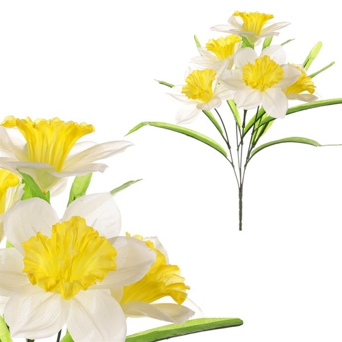 Narcis - umělá kytice, barva bílo-žlutá
