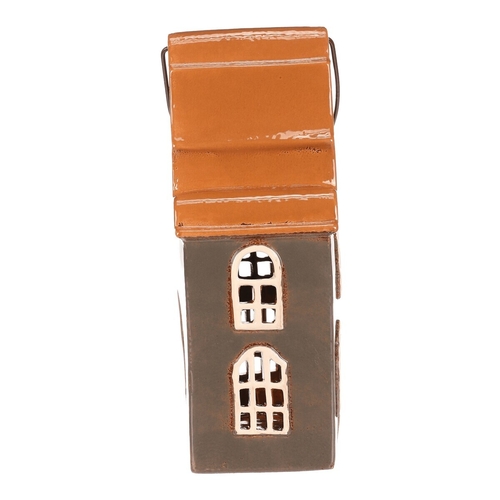 Domeček keramický - patrový, na čajovou svíčku, šedý