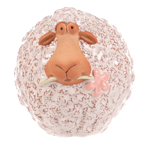 Ovečka - keramická figurka, vel. M, bílo-hnědá