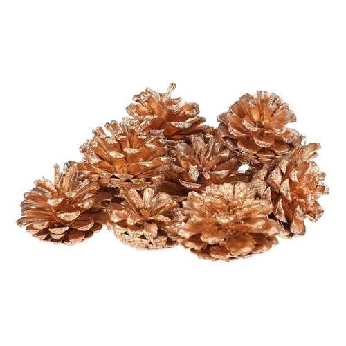 Šišky - pravé borovicové, zlaté, cena za balení (12 ks)