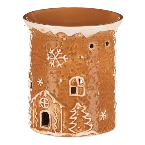 Aromalampa perníková - keramika, s domkem, hnědá