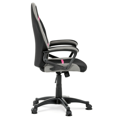 Herní židle, houpací mechanismus, černá látka, KA-L611 PINK