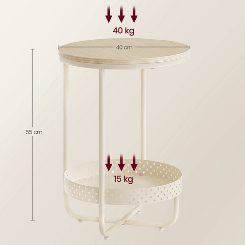 Odkládací stolek 40x40x55cm, mdf, bělený dub, AKF-E1015 CRM