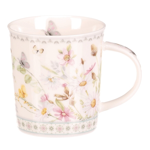 Hrnek malovaný - porcelán, dárková dóza, motiv rozkvetlé louky