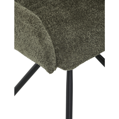 Jídelní židle otočná 180°, zelená, látka bouclé, DCH-W1117 GRN2
