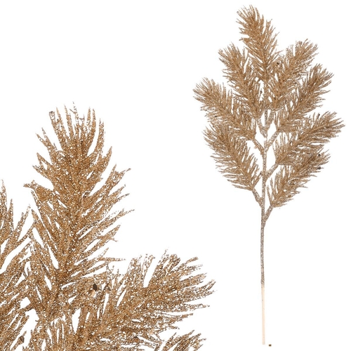Smrk - umělá větev, barva zlatá se třpytkami