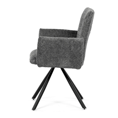 Jídelní židle otočná 180°, šedá, látka bouclé, DCH-W1117 GREY2