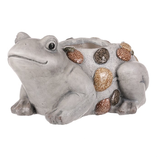 Žába - magnesium, obal na květiny, šedá s kamínky