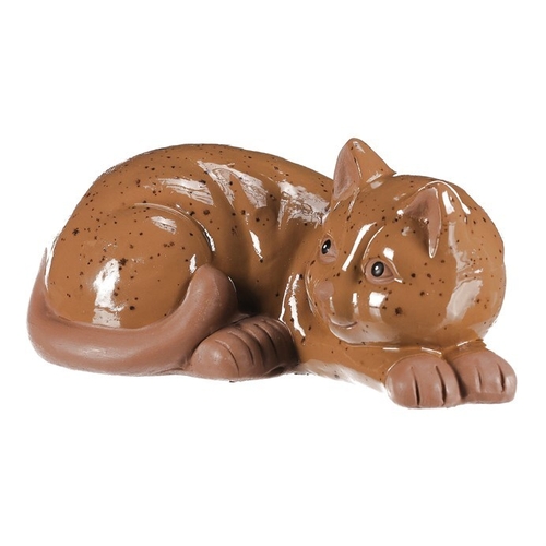 Kočka - keramická figurka, ležící, vel. M, barva hnědá