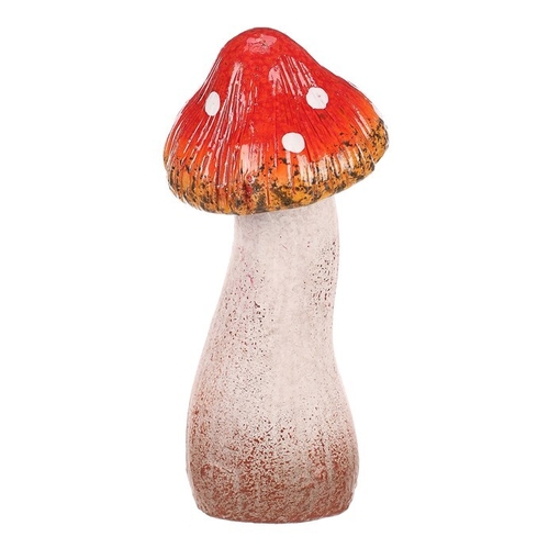 Houba - keramická dekorace, smějící se muchomůrka, špičatý klobouček