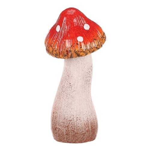 Houba - keramická dekorace, smějící se muchomůrka, špičatý klobouček