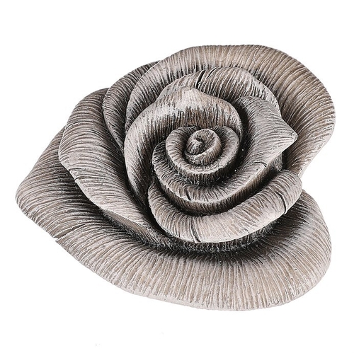 Květ růže ve tvaru srdce - polyresin, šedý